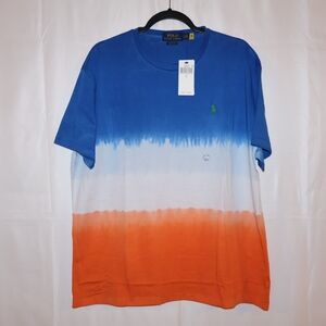 Polo by Ralph Lauren Men's Color Block Tee in Blue, White, and Orange